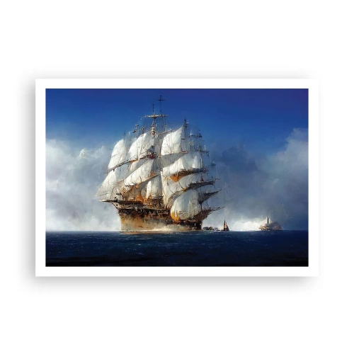 Póster - Un velero en mar abierto bajo un cielo azul. - 100x70cm - La gran gloria - Decoración de pared moderna para salón y dormitorio ARTTOR