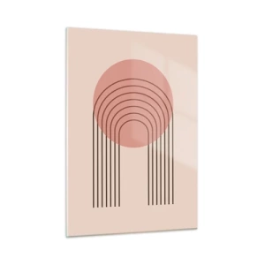 Cuadro sobre vidrio - Impresiones sobre Vidrio - Gráficos geométricos minimalistas en tonos beige. - 50x70cm - Atracción irresistible - Decoración de pared moderna para salón y dormitorio ARTTOR