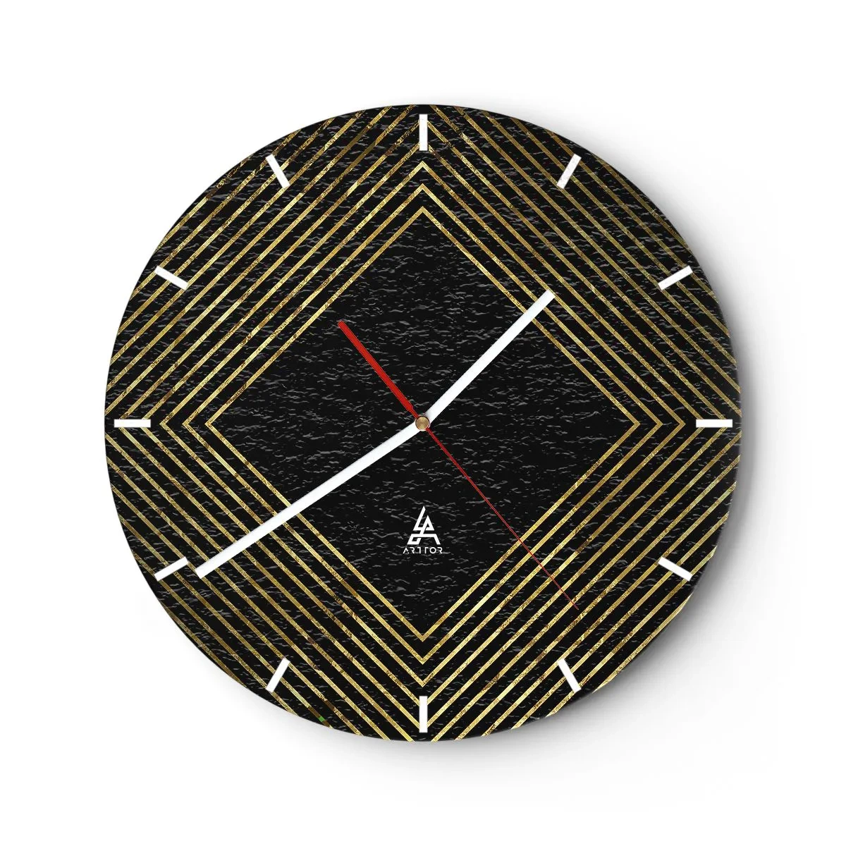Reloj de pared - Reloj de vidrio - Geometría al estilo glamour - 30x30 cm