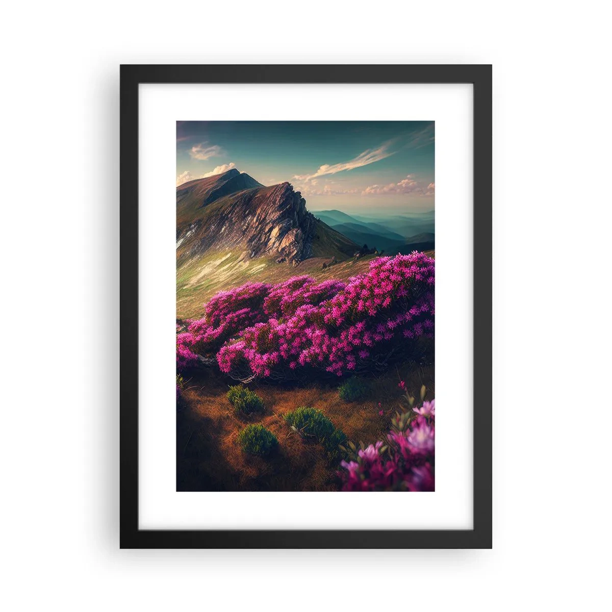 Póster en marco negro - Verano en las montañas - 30x40 cm
