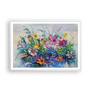 Póster en marco blanco - La energía de las flores - 100x70 cm