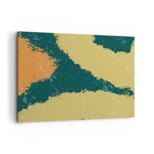 Cuadro sobre lienzo - Impresión de Imagen - Manchas abstractas en colores terrosos y verdes - 100x70cm - Abstracción - a cámara lenta - Decoración de pared moderna para salón y dormitorio ARTTOR