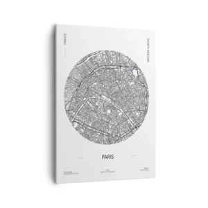 Cuadro sobre lienzo - Impresión de Imagen - Mapa de París en estilo minimalista - 50x70cm - Anatomía de París - Decoración de pared moderna para salón y dormitorio ARTTOR