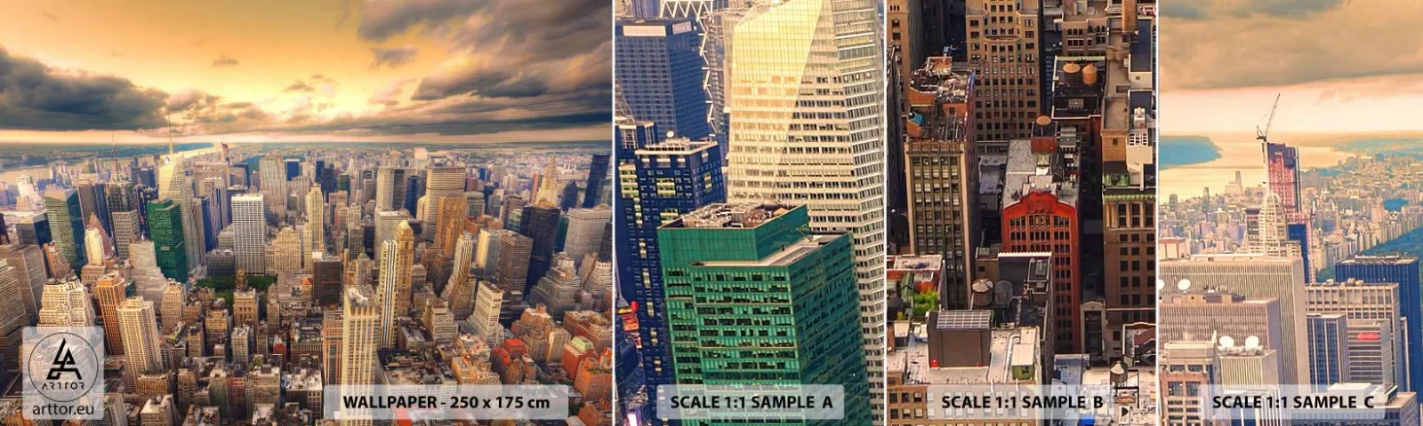 Muestra De Fotomural Standard Eco - Metrópolis dorada - Ciudad, Nueva York, Arquitectura - 100x30 cm