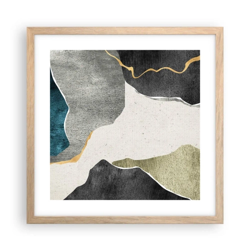 Póster en marco roble claro - Composición en mosaico con una hebra de oro - 40x40 cm