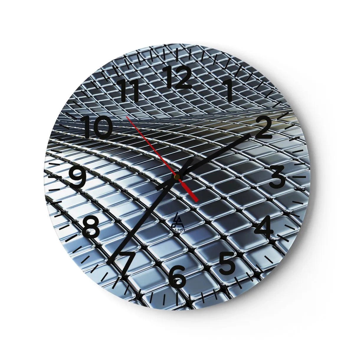 Reloj de pared - Reloj de vidrio - Ola de plata - 40x40 cm