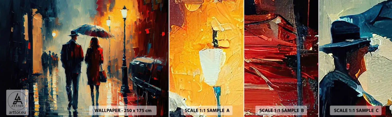 Muestra De Fotomural Standard Eco - Historia de amor urbana - Romanticismo, Pareja, Paisaje - 100x30 cm