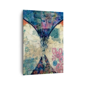 Cuadro sobre lienzo - Impresión de Imagen - Mariposa en un fondo artístico abstracto con detalles coloridos. - 70x100cm - Sutil fragilidad - Decoración de pared moderna para salón y dormitorio ARTTOR