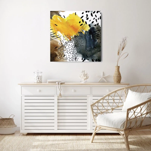 Reloj de pared - Reloj de vidrio - Reunión de los elementos - 40x40 cm