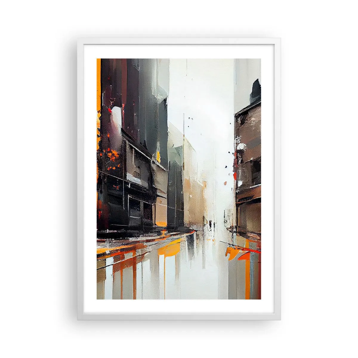 Póster en marco blanco - Día lluvioso - 50x70 cm