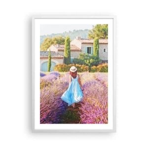 Póster en marco blanco - La chica de la lavanda - 50x70 cm