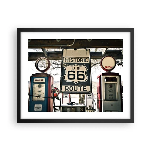Póster en marco negro - Un viaje retro americano - 50x40 cm