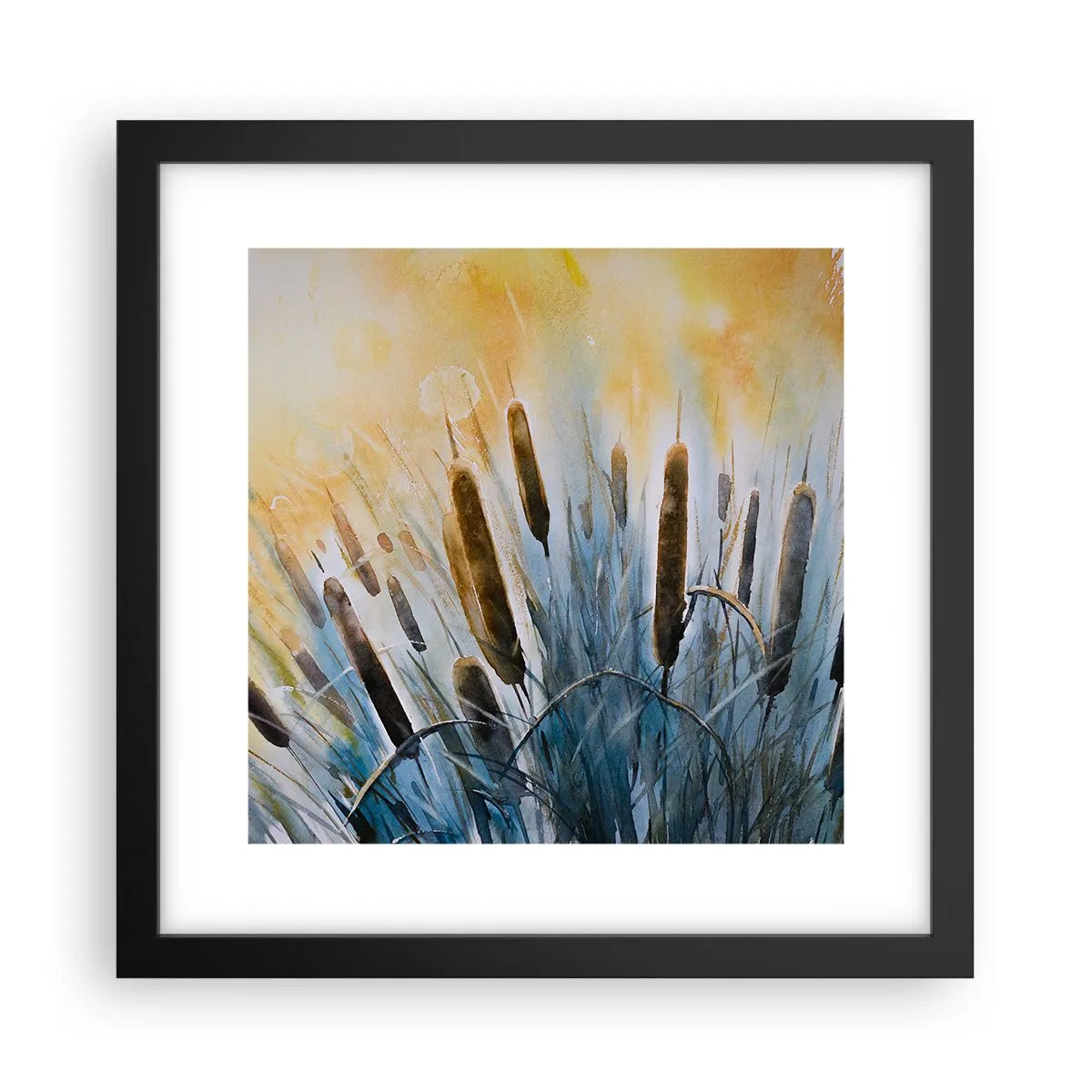 Póster en marco negro - El frío del agua, el calor del sol - 30x30 cm