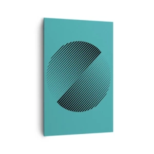 Cuadro sobre lienzo - Impresión de Imagen - Un círculo minimalista con líneas sobre un fondo turquesa. - 80x120cm - El círculo: una variación geométrica - Decoración de pared moderna para salón y dormitorio ARTTOR