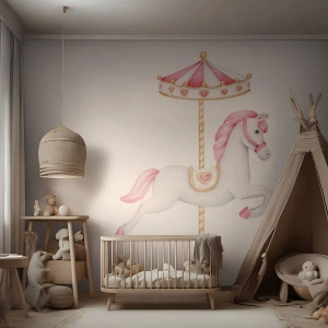 Fotomural Premium Sand - Partió al galope - Caballo, tiovivo, De niña - 400x280 cm