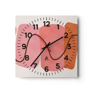 Reloj de pared - Reloj de vidrio - Suave movimiento de formas - 40x40 cm