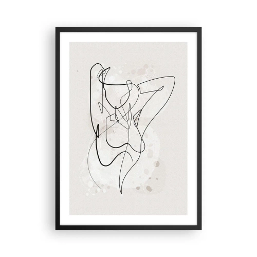 Póster en marco negro - Línea abstracta que representa la silueta de una mujer. - 50x70cm - El arte de la seducción - Decoración de pared moderna para salón y dormitorio ARTTOR