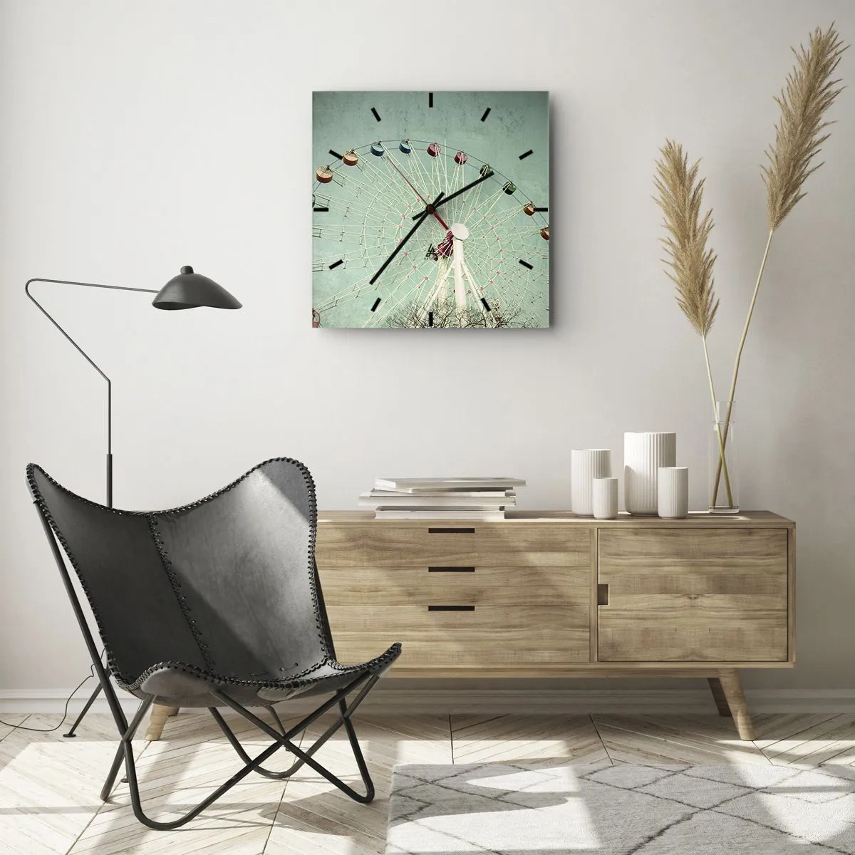 Reloj de pared - Reloj de vidrio - Te invitamos a jugar - 40x40 cm