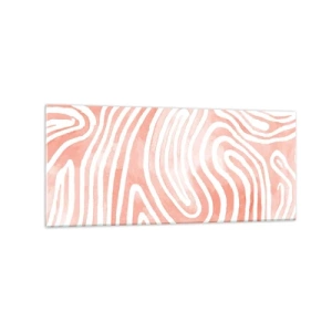Cuadro sobre vidrio - Impresiones sobre Vidrio - Patrón abstracto en tonos rosa y blanco. - 120x50cm - En un laberinto de coral - Decoración de pared moderna para salón y dormitorio ARTTOR