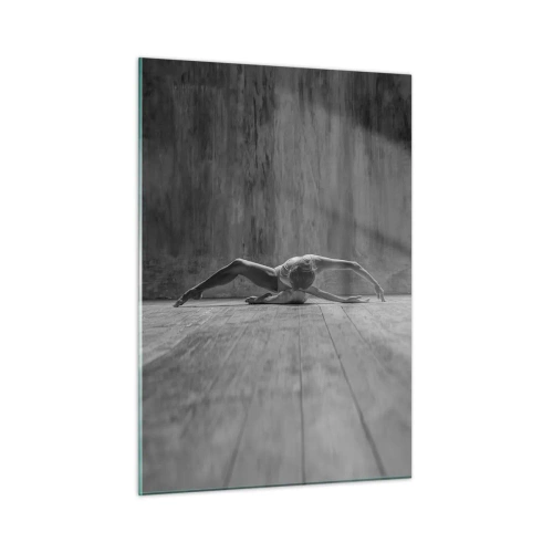 Cuadro sobre vidrio - Impresiones sobre Vidrio - Bailarina en pose en el suelo. - 50x70cm - Simetría encontrada - Decoración de pared moderna para salón y dormitorio ARTTOR
