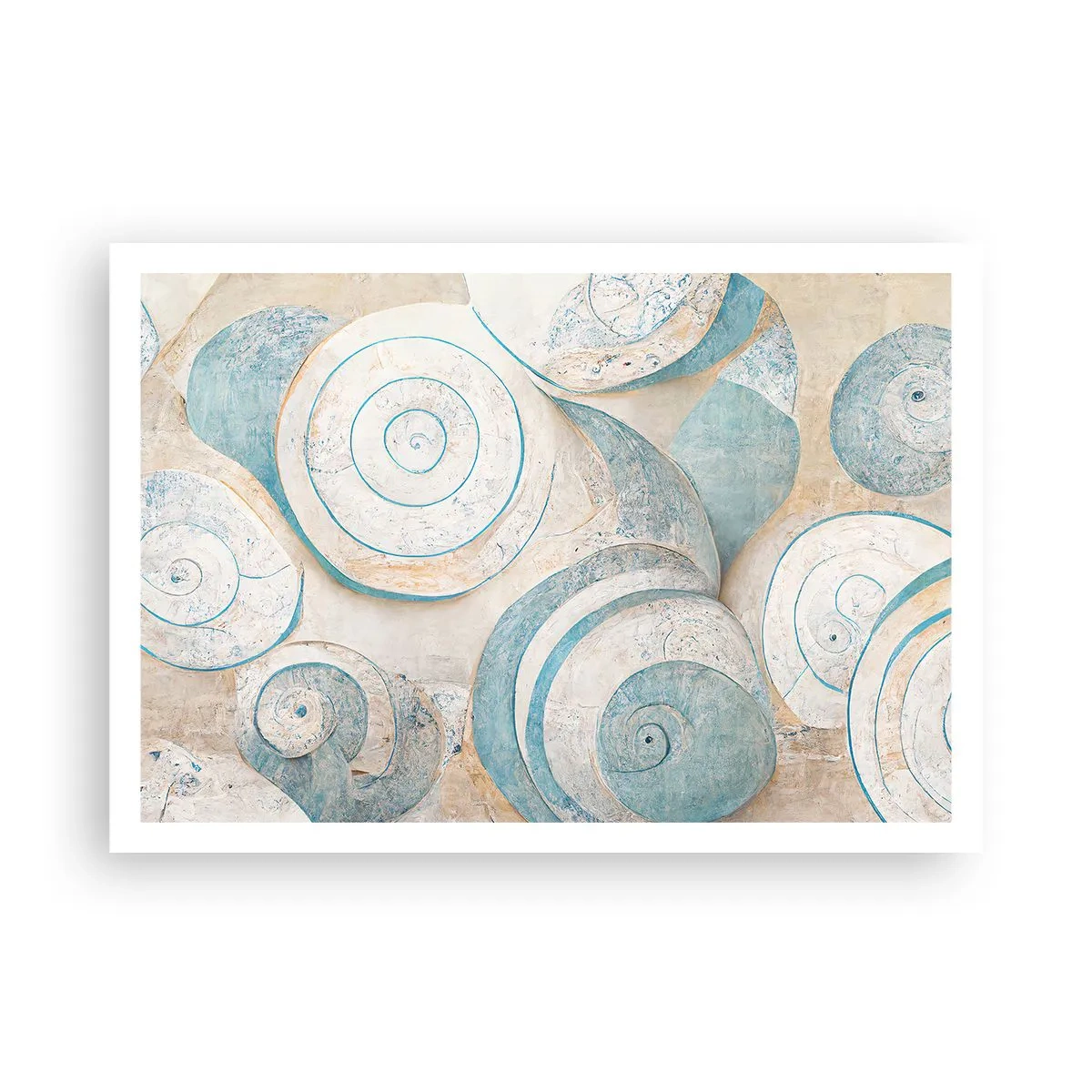 Póster - Conchas abstractas en tonos pastel - 100x70cm - ¿Qué esconden en su interior? - Decoración de pared moderna para salón y dormitorio ARTTOR