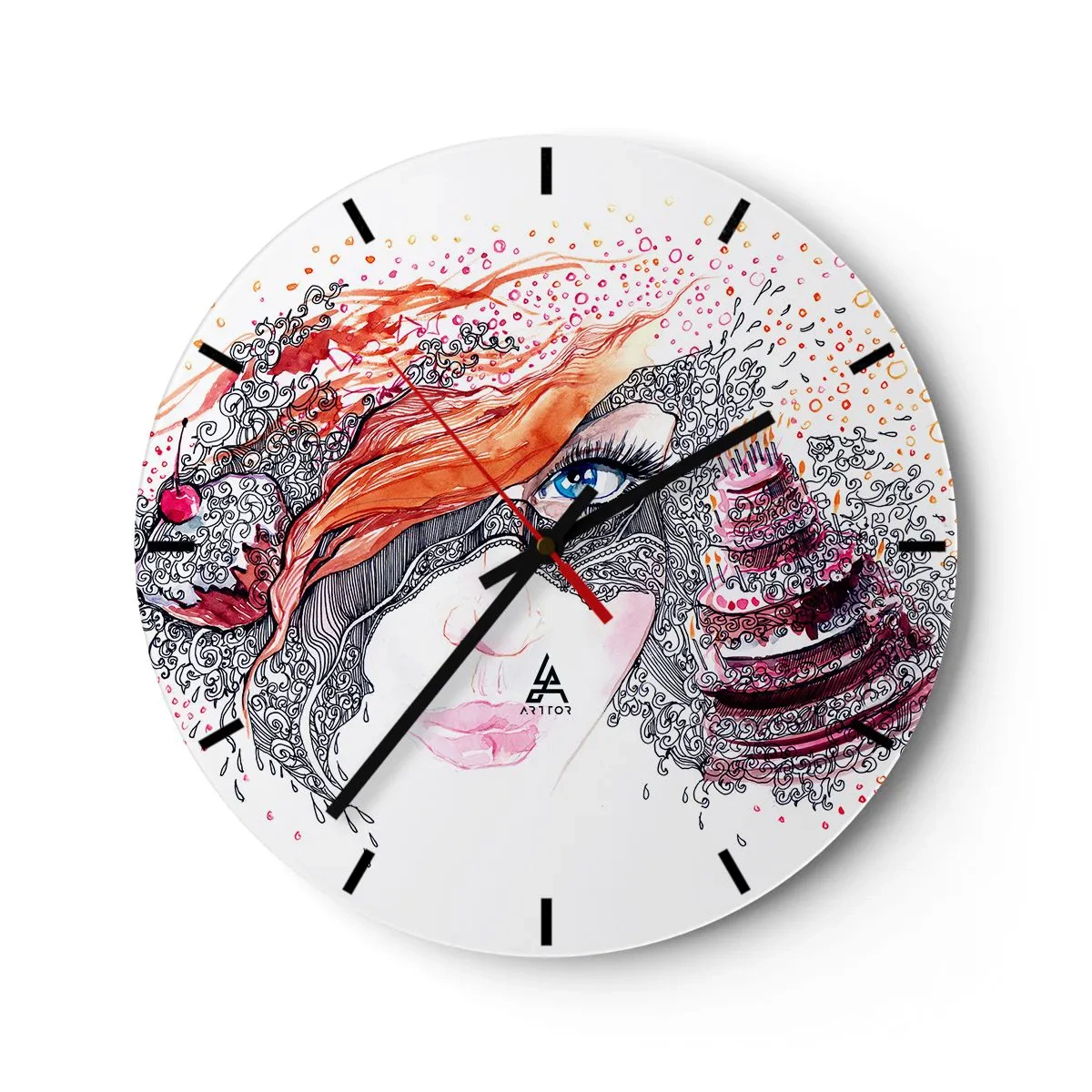 Reloj de pared - Reloj de vidrio - Con ella cada día es una fiesta - 40x40 cm