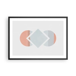 Póster en marco negro - Una pintura minimalista con formas geométricas. - 70x50cm - Arte geométrico - Decoración de pared moderna para salón y dormitorio ARTTOR