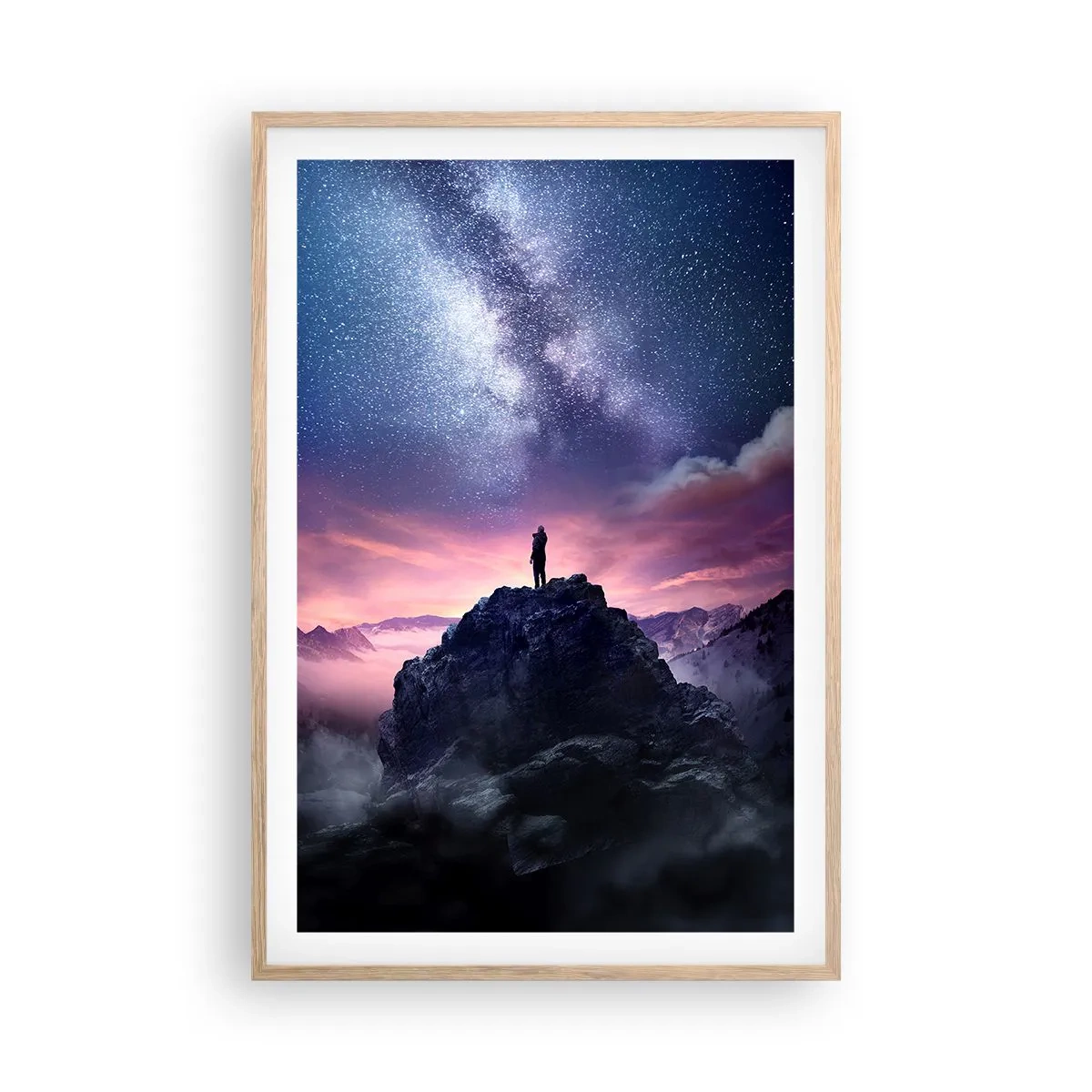 Póster en marco roble claro - Y sintió la vida - 61x91 cm