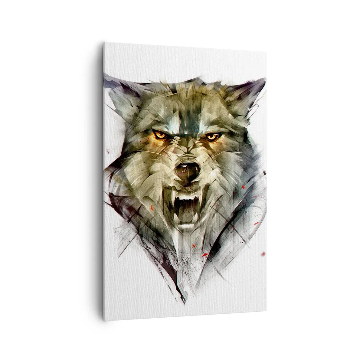 Cuadro sobre lienzo - Impresión de Imagen - Un lobo peligroso en una forma dinámica y artística. - 80x120cm - ¡No te muevas! - Decoración de pared moderna para salón y dormitorio ARTTOR