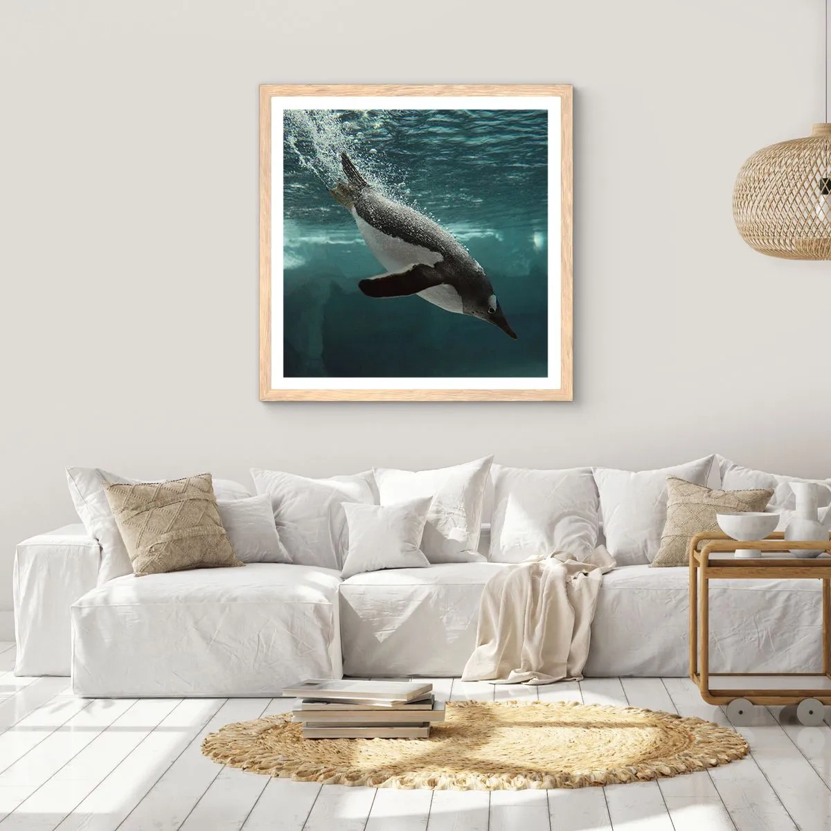 Póster en marco roble claro - Bienvenido a mi mundo - 40x40 cm