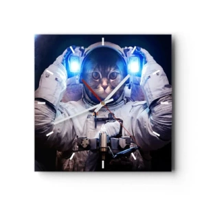 Reloj de pared - Reloj de vidrio - Houston, tienes un problema. - 40x40 cm