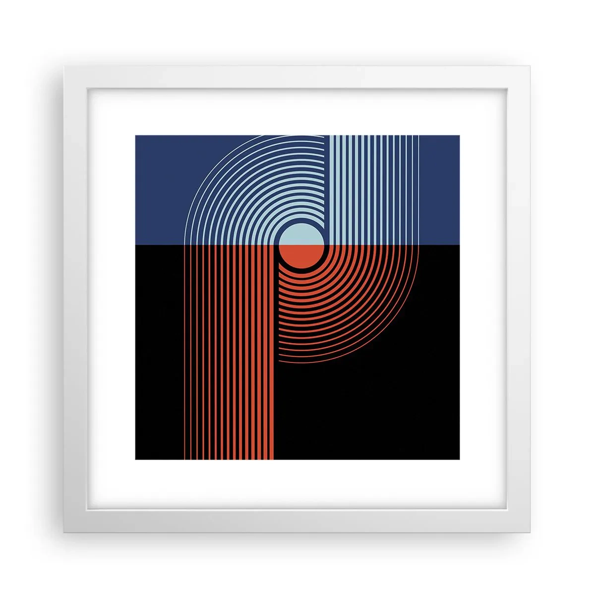 Póster en marco blanco - En un abrazo geométrico - 30x30 cm