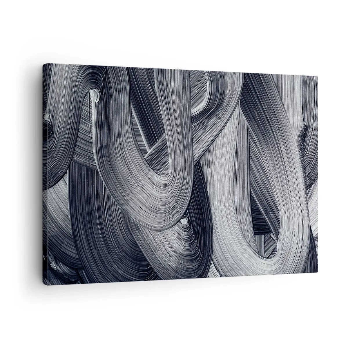 Cuadro sobre lienzo - Impresión de Imagen - Abstracción en blanco y negro con pinceladas dinámicas. - 70x50cm - La fluidez de la realidad - Decoración de pared moderna para salón y dormitorio ARTTOR