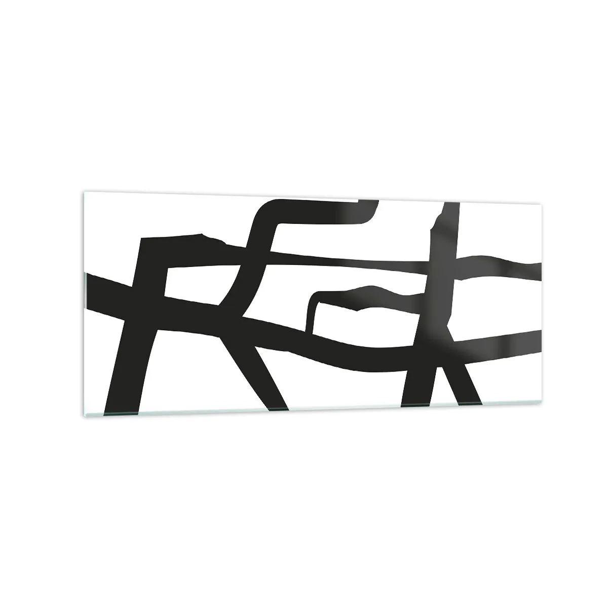 Cuadro sobre vidrio - Impresiones sobre Vidrio - Patrón minimalista en blanco y negro con líneas geométricas. - 120x50cm - Construcción en blanco y negro - Decoración de pared moderna para salón y dormitorio ARTTOR