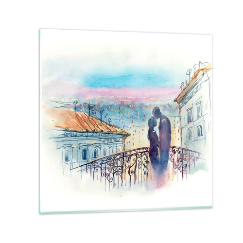 Cuadro sobre vidrio - Impresiones sobre Vidrio - Los amantes de París - 30x30 cm