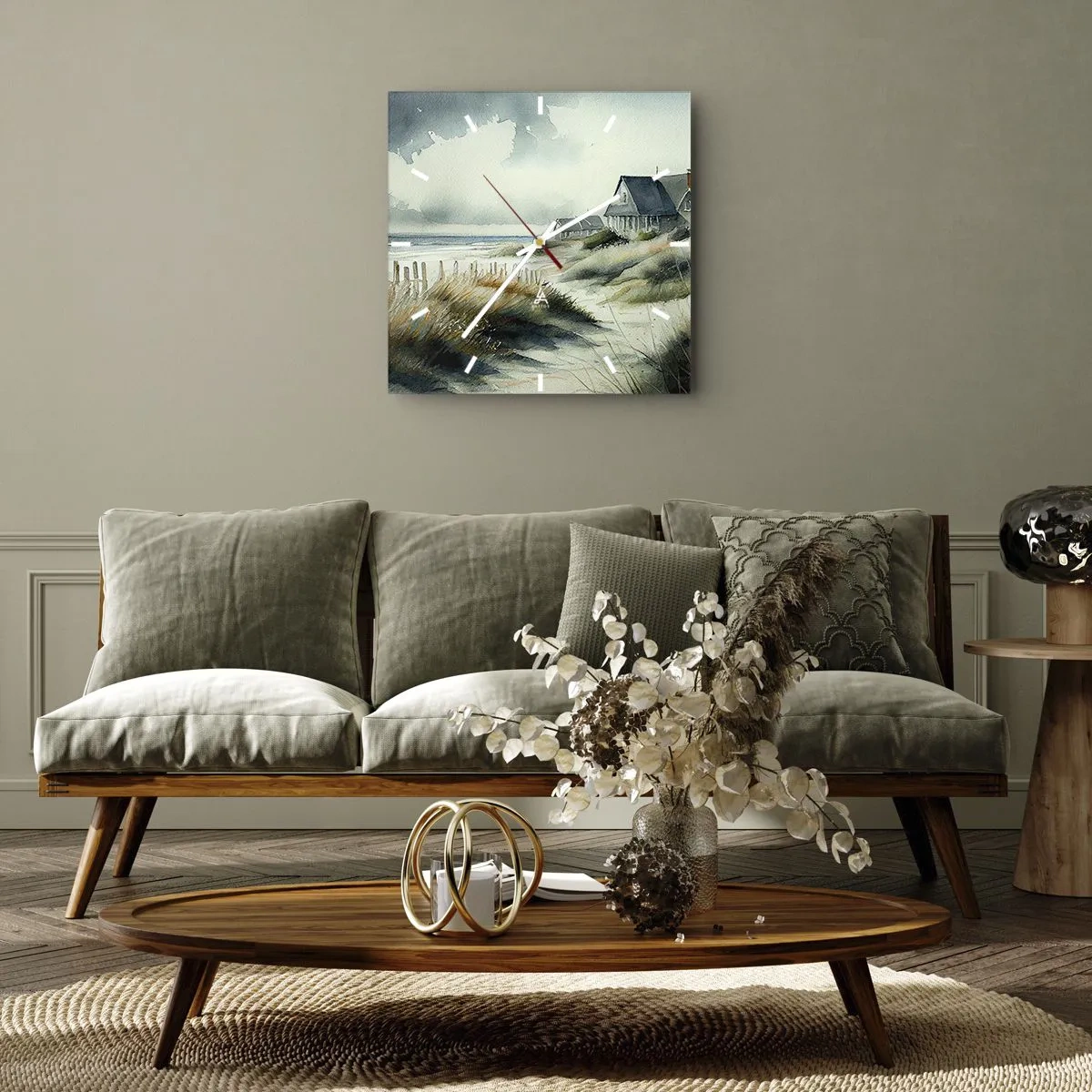Reloj de pared - Reloj de vidrio - Lejos del bullicio - 40x40 cm