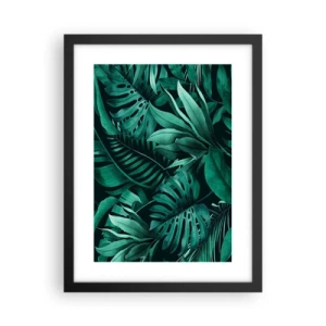 Póster en marco negro - Profundidad del verde tropical - 30x40 cm
