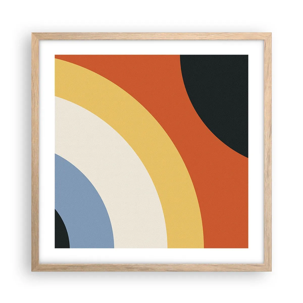 Póster en marco roble claro - Círculo sobre círculo - 50x50 cm