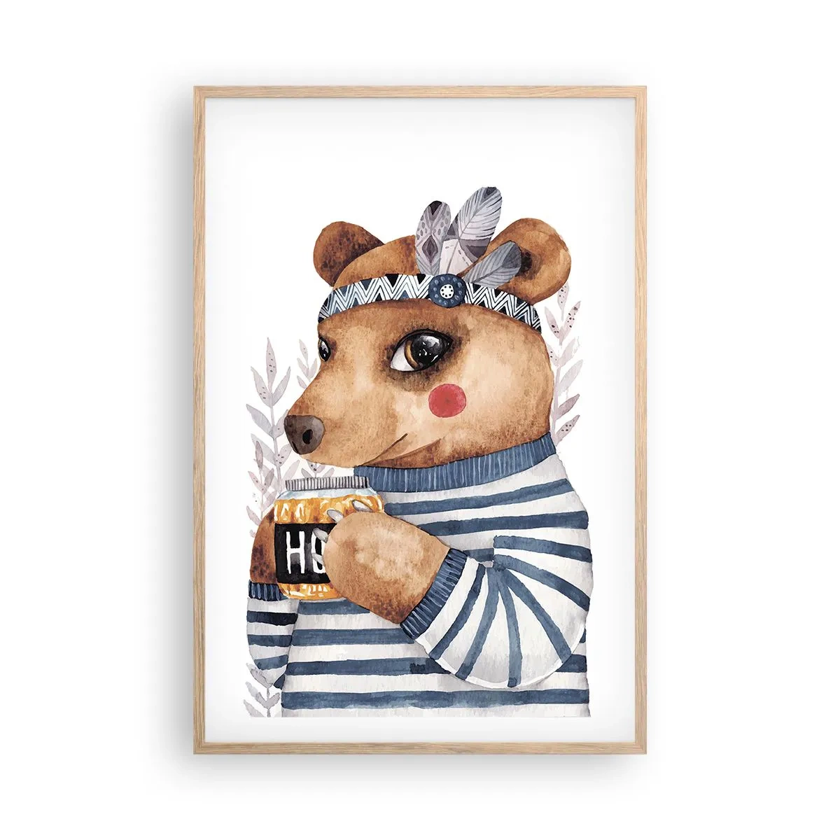 Póster en marco roble claro - Dulce oso - 61x91 cm