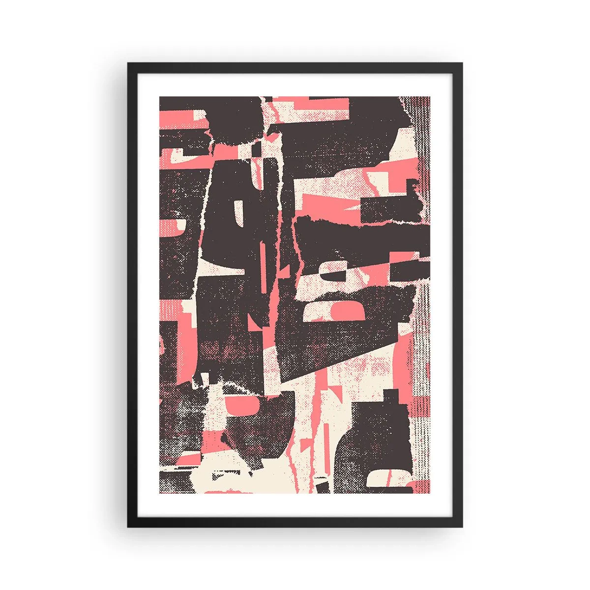 Póster en marco negro - Abstracción dinámica en tonos rojos y negros. - 50x70cm - Todo el ajetreo - Decoración de pared moderna para salón y dormitorio ARTTOR