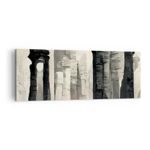 Cuadro sobre lienzo - Impresión de Imagen - Columnas históricas en un entorno monocromático atmosférico - 140x50cm - La majestuosidad de la antigüedad - Decoración de pared moderna para salón y dormitorio ARTTOR