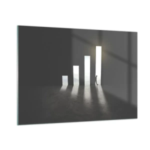 Cuadro sobre vidrio - Impresiones sobre Vidrio - El hombre a la luz del crecimiento simbolizando el desarrollo. - 100x70cm - El camino del éxito - Decoración de pared moderna para salón y dormitorio ARTTOR