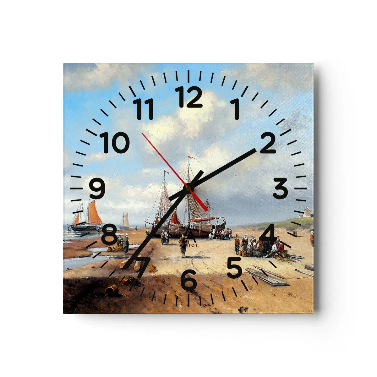 Reloj de pared - Reloj de vidrio - Después de una pesca exitosa - 40x40 cm
