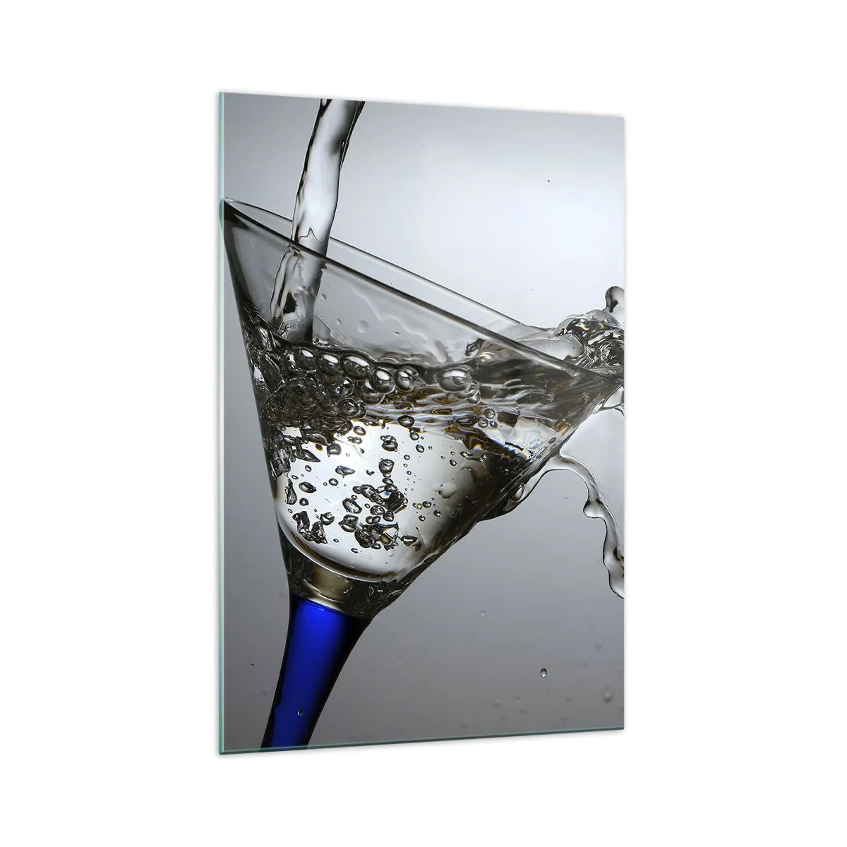 Cuadro sobre vidrio - Impresiones sobre Vidrio - Un vaso de agua en movimiento sobre un fondo claro. - 70x100cm - Agua cristalina en vaso de vidrio - Decoración de pared moderna para salón y dormitorio ARTTOR