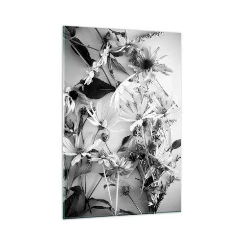 Cuadro sobre vidrio - Impresiones sobre Vidrio - Arreglos florales en blanco y negro en un sutil estilo artístico. - 80x120cm - Un no ramo de flores - Decoración de pared moderna para salón y dormitorio ARTTOR