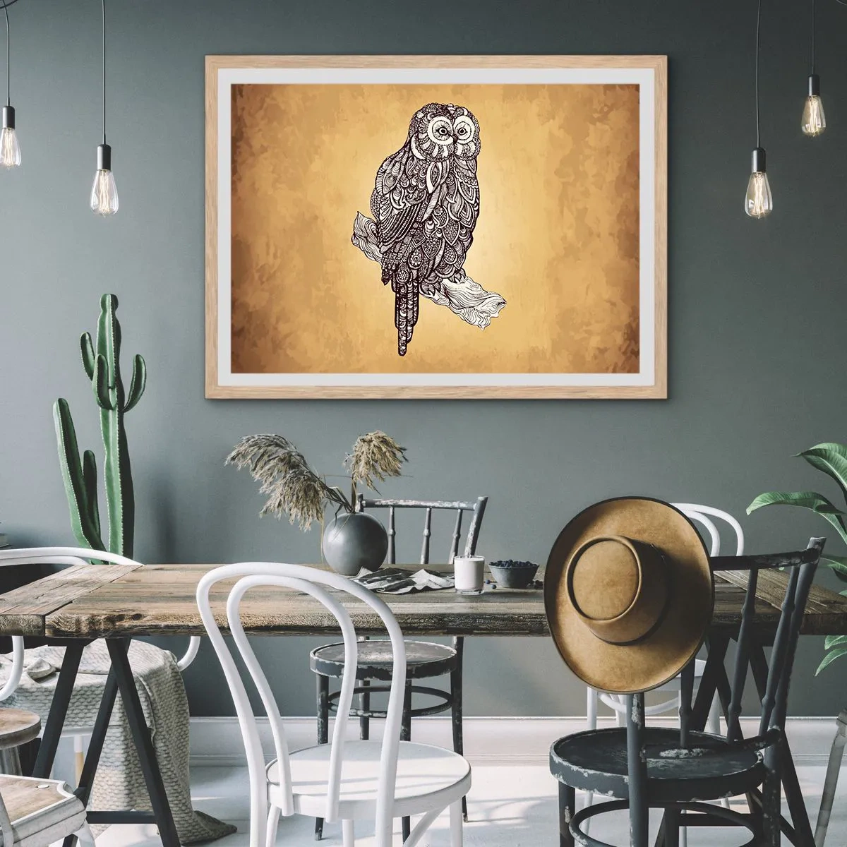 Póster en marco roble claro - Intrincados ornamentos de sabiduría - 91x61 cm