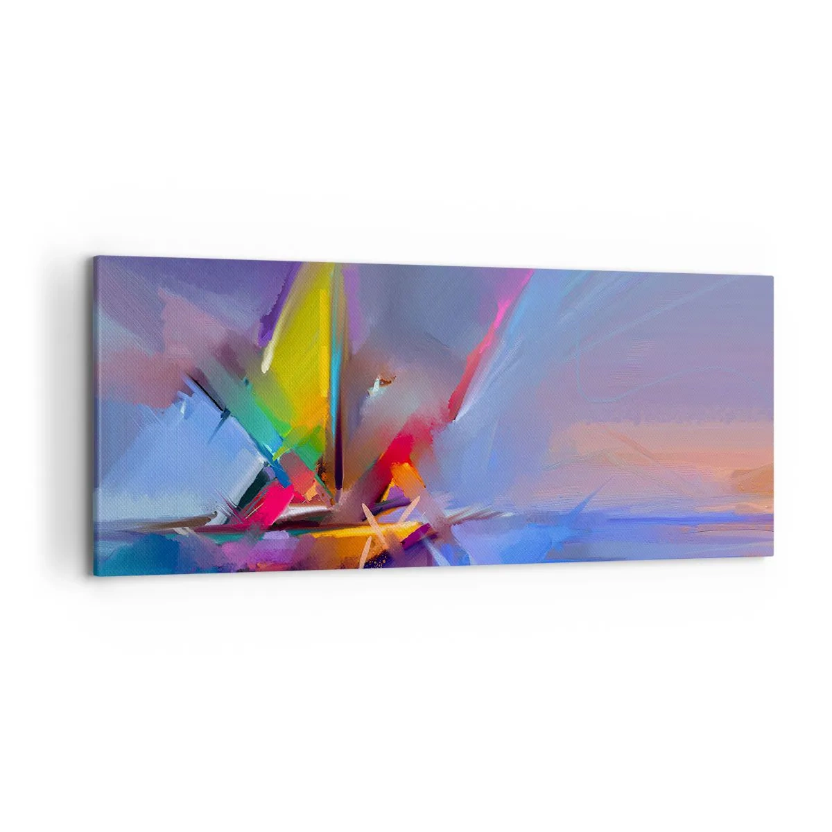 Cuadro sobre lienzo - Impresión de Imagen - Composición abstracta con colores intensos. - 120x50cm - Como un pájaro - Decoración de pared moderna para salón y dormitorio ARTTOR