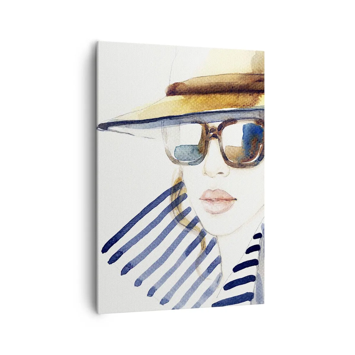 Cuadro sobre lienzo - Impresión de Imagen - Retrato de una mujer con sombrero y gafas de sol. - 70x100cm - ¡Florida le da la bienvenida! - Decoración de pared moderna para salón y dormitorio ARTTOR