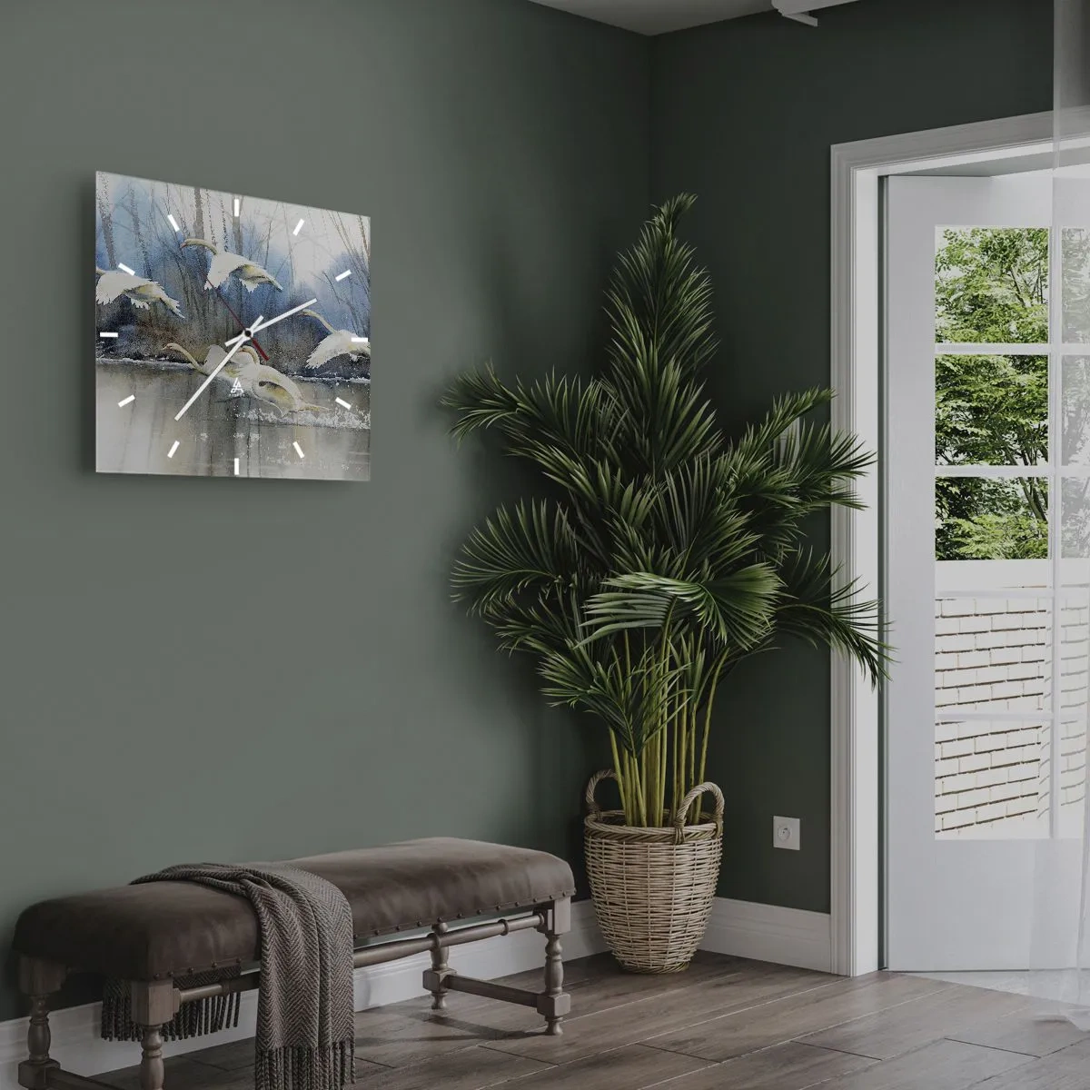 Reloj de pared - Reloj de vidrio - Como en un cuento de cisnes salvajes - 30x30 cm