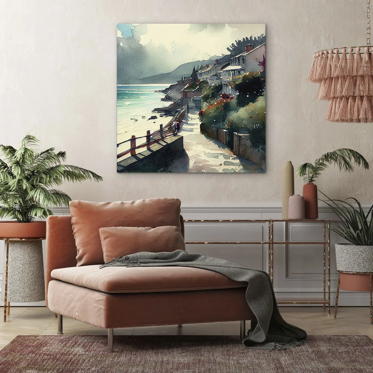 Cuadro sobre lienzo - Impresión de Imagen - Ciudad mediterránea - 40x40 cm